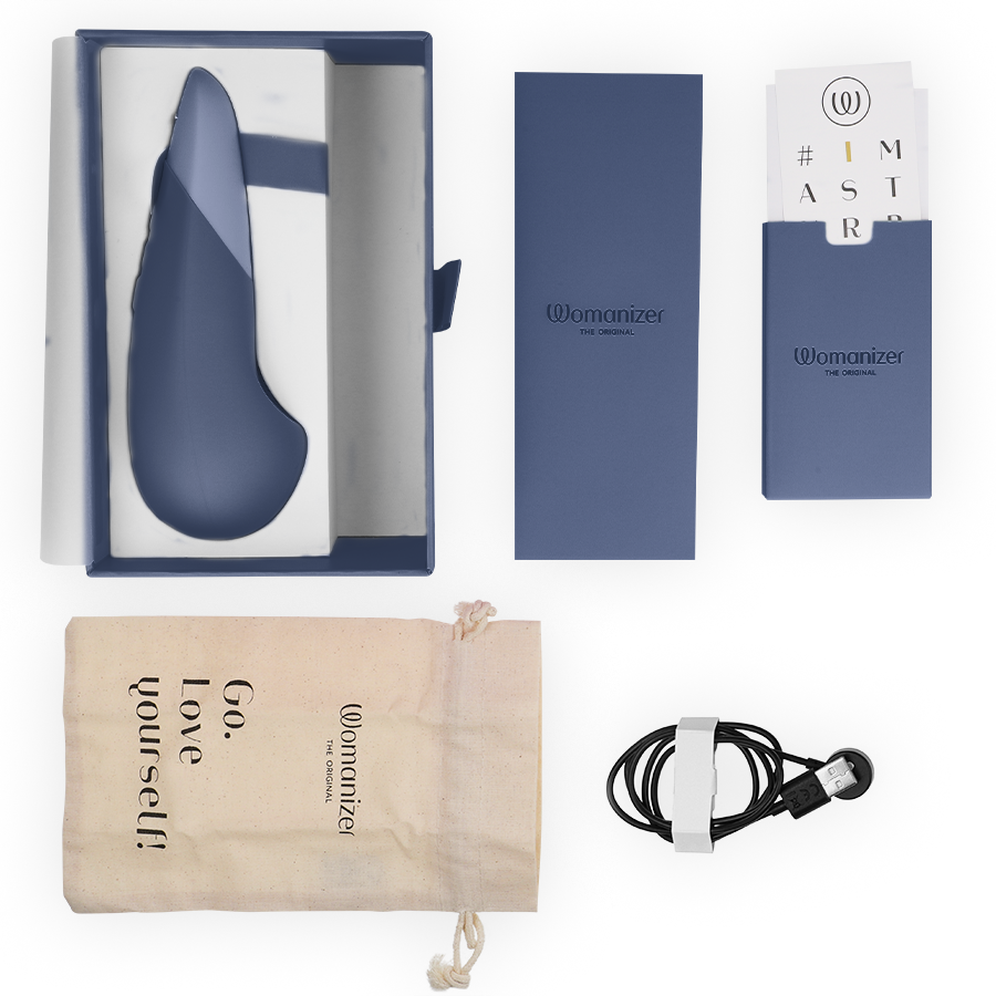 WOMANIZER - VIBE LAY-ON VIBRATEUR SILENCIEUX BLEU FONCÉ WOMANIZER