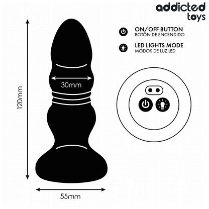 ADDICTED TOYS - PLUG ANAL ROTATIF ET VIBRANT, TÉLÉCOMMANDE AVEC LUMIÈRE LED ADDICTED TOYS