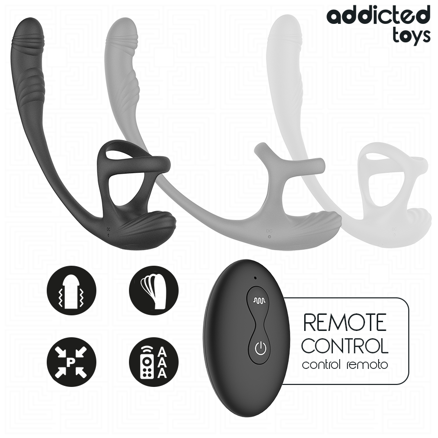 ADDICTED TOYS - PLUG ANAL AVEC VIBRATION, ONDULATION À 360° ET STIMULATEUR DE TESTICULES ADDICTED TOYS