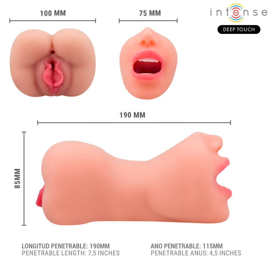 INTENSE DEEP TOUCH - MASTURBATEUR À DOUBLE BOUCHE ET VAGIN RILEY INTENSE DEEP TOUCH