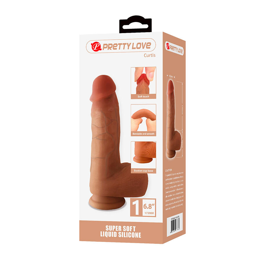 PRETTY LOVE - CURTIS GODEMICHET RÉALISTE AVEC VENTOUSE 17,3 CM -Ø- 4,2 CM PRETTY LOVE HIGH GRADE