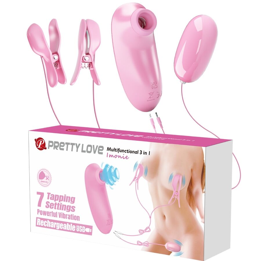 PRETTY LOVE - IMONIE ENSEMBLE MULTIFONCTIONNEL 3 EN 1 AVEC VENTOUSE, TÉTONS ET CLITORIS PRETTY LOVE FLIRTATION