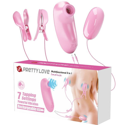 PRETTY LOVE - IMONIE ENSEMBLE MULTIFONCTIONNEL 3 EN 1 AVEC VENTOUSE, TÉTONS ET CLITORIS PRETTY LOVE FLIRTATION