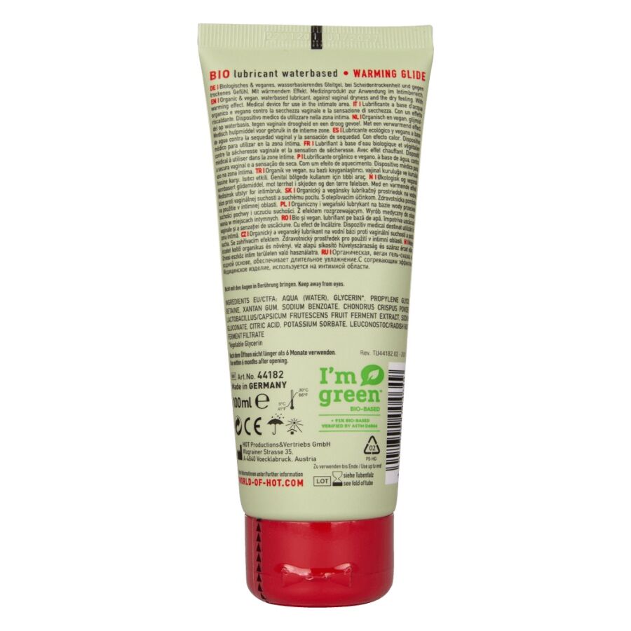 HOT - LUBRIFIANT BIO À BASE D'EAU CHAUFFANT 100 ML HOT