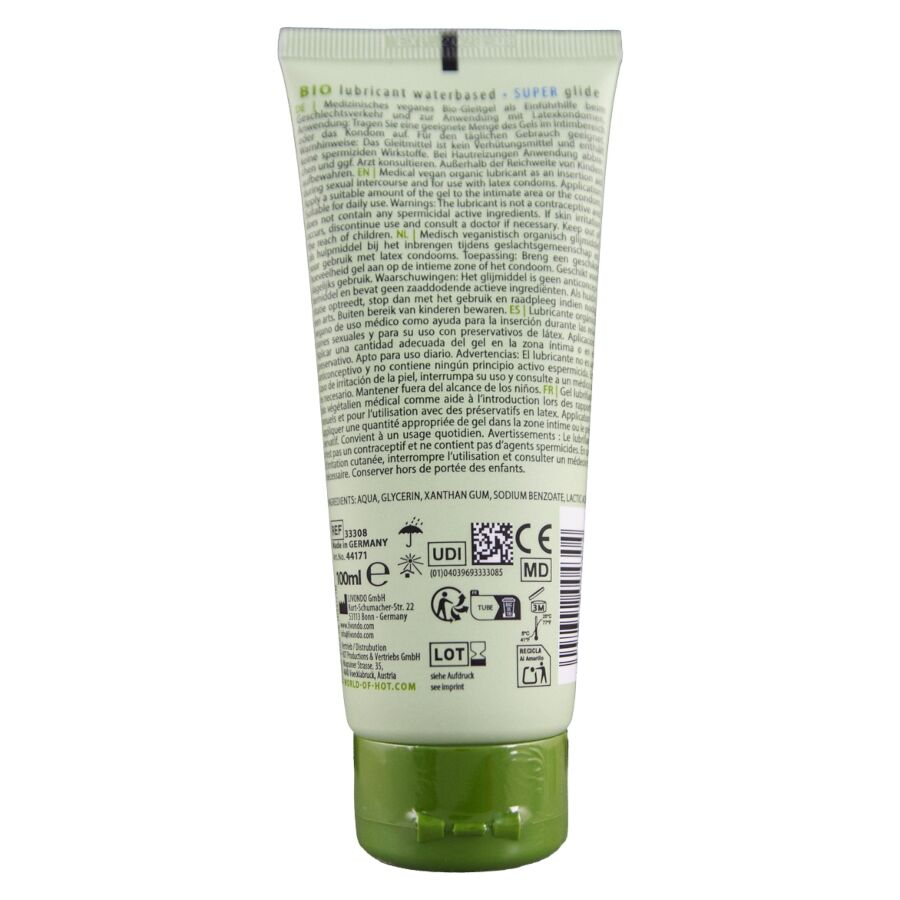 HOT - LUBRIFIANT BIO À BASE D'EAU SUPERGLIDE 100 ML HOT