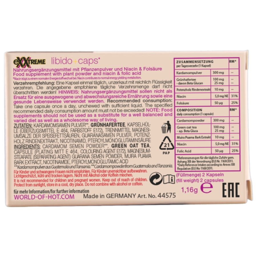 HOT - CAPSULES POUR LIBIDO EXTRÊME FEMME 2 UNITÉS HOT