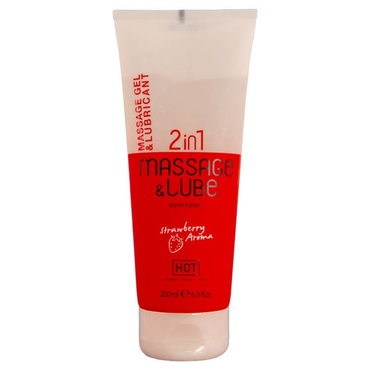 HOT - GEL DE MASSAGE ET DE GLISSE 2 EN 1 À LA FRAISE 200 ML HOT