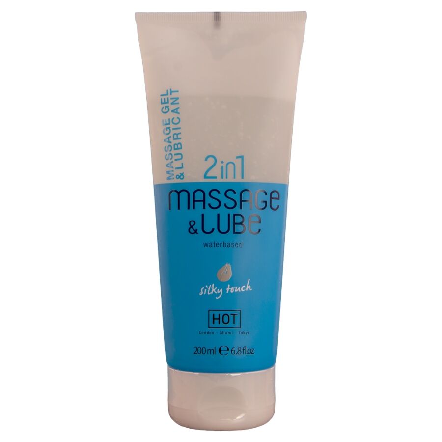 HOT - GEL DE MASSAGE ET DE GLISSE 2 EN 1, TEXTURE SOYEUSE, 200 ML HOT