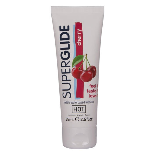 HOT - SUPERGLIDE LUBRIFIANT COMESTIBLE À BASE D'EAU CERISE 75 ML HOT