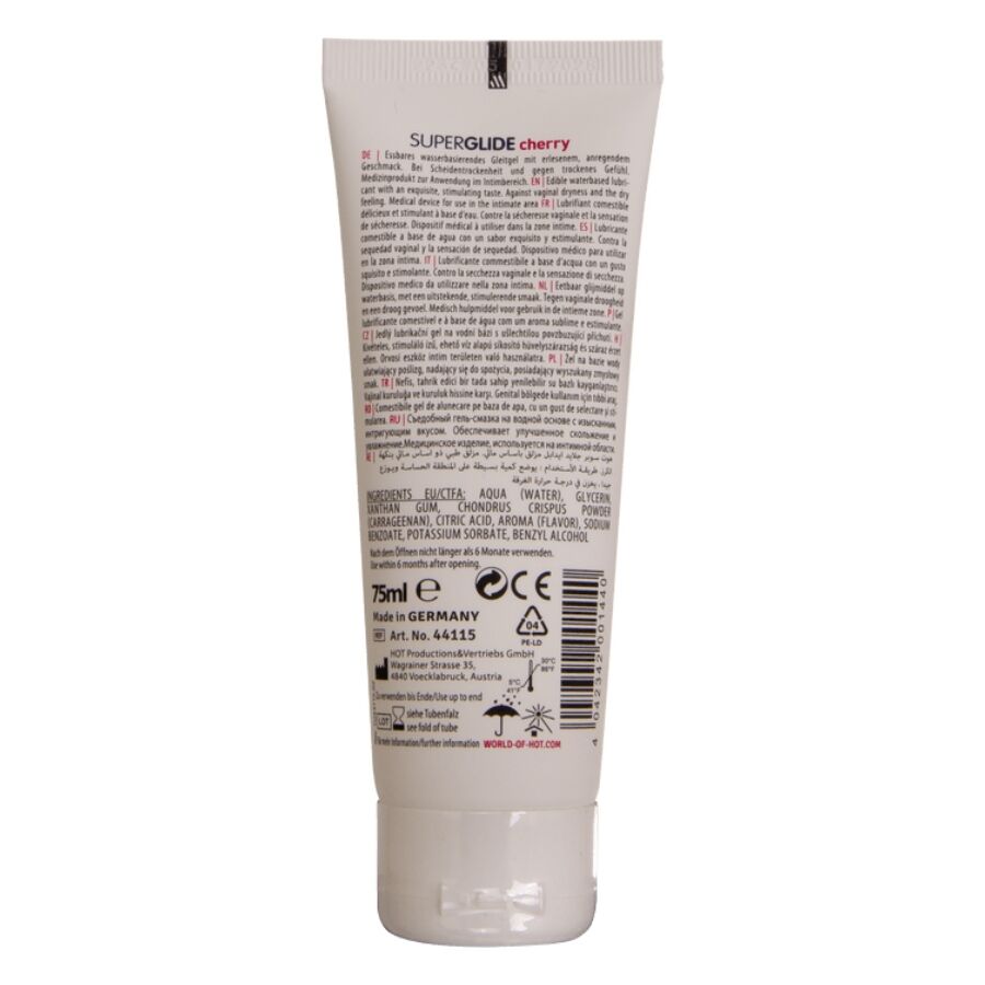 HOT - SUPERGLIDE LUBRIFIANT COMESTIBLE À BASE D'EAU CERISE 75 ML HOT