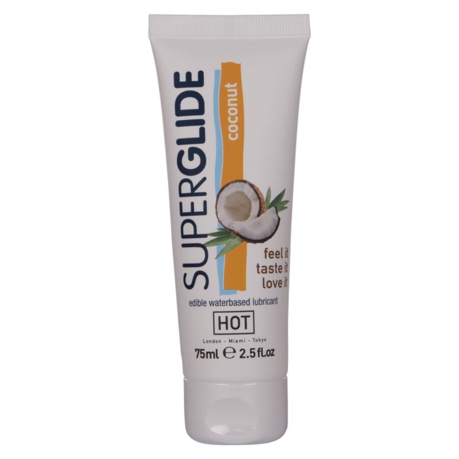 HOT - SUPERGLIDE LUBRIFIANT COMESTIBLE À BASE D'EAU ET DE NOIX DE COCO 75 ML HOT
