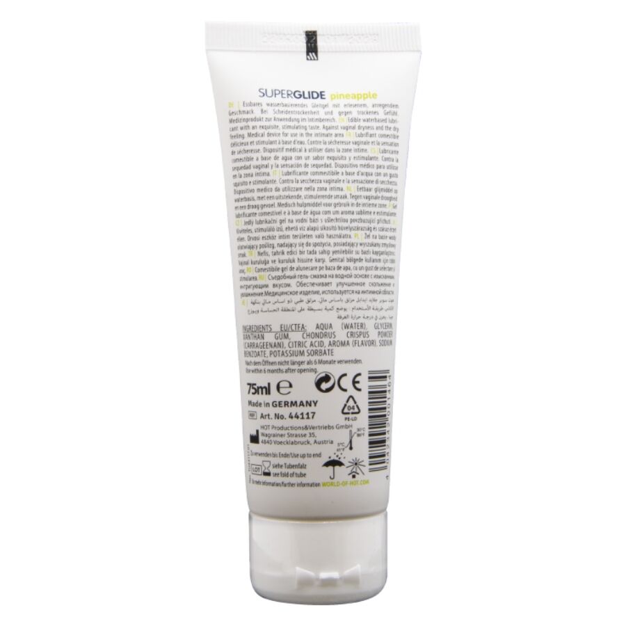HOT - SUPERGLIDE LUBRIFIANT COMESTIBLE À BASE D'EAU ANANAS 75 ML HOT