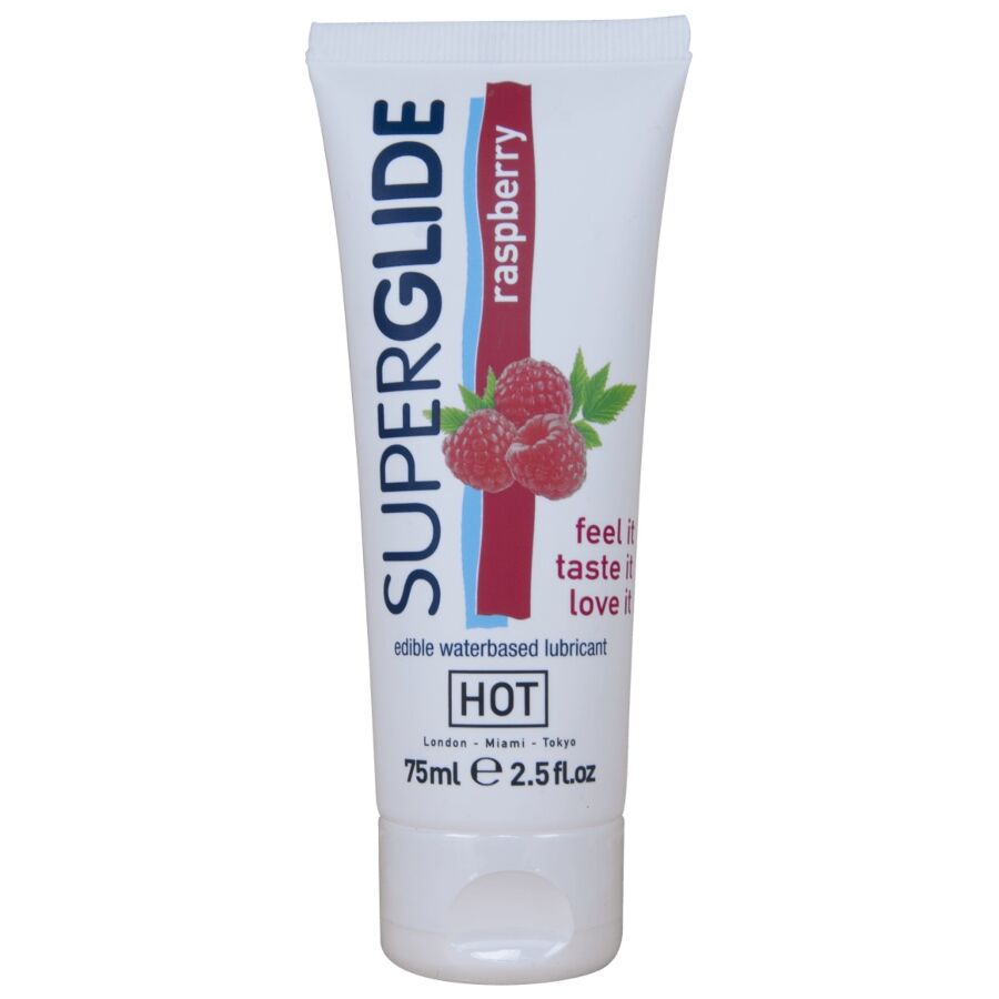 HOT - SUPERGLIDE LUBRIFIANT COMESTIBLE À BASE D'EAU FRAMBOISE 75 ML HOT