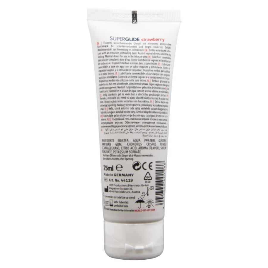 HOT - SUPERGLIDE LUBRIFIANT COMESTIBLE À BASE D'EAU FRAISE 75 ML HOT