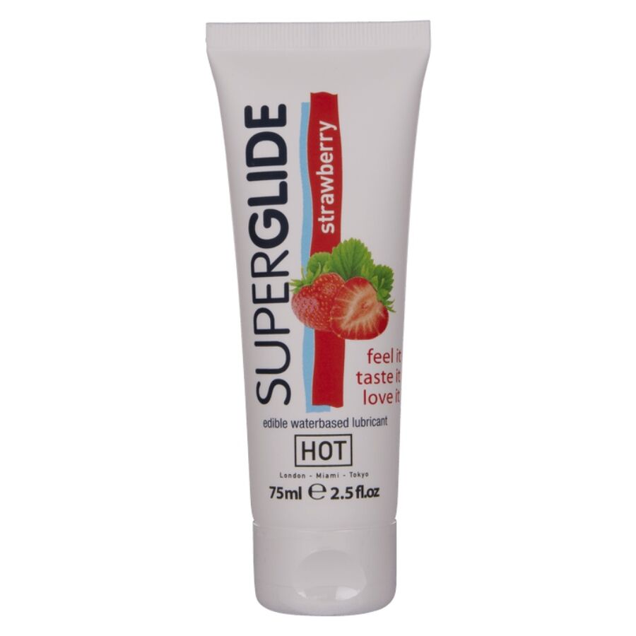 HOT - SUPERGLIDE LUBRIFIANT COMESTIBLE À BASE D'EAU FRAISE 75 ML HOT