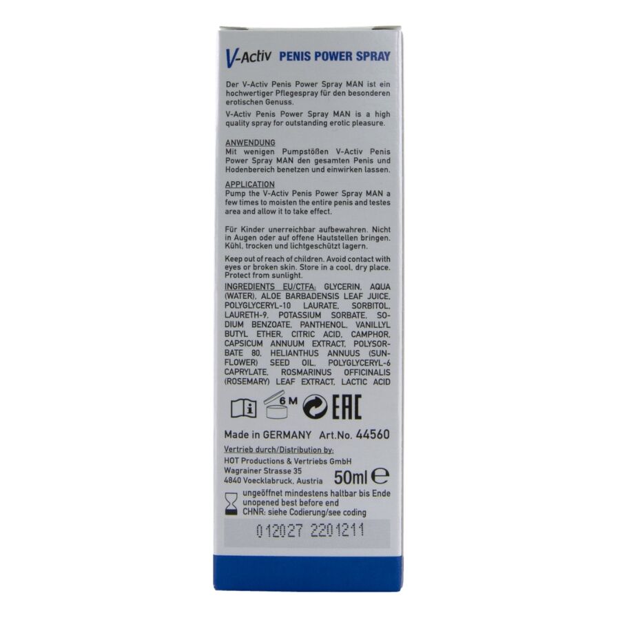 HOT - V-ACTIV, SPRAY STIMULANT POUR LE PÉNIS, 50 ML HOT
