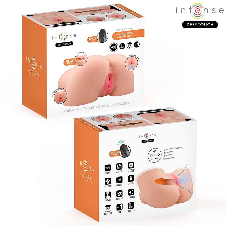 INTENSE DEEP TOUCH - MASTURBATEUR RÉALISTE GINGER AVEC SUCCION VAGINALE, EFFET CHAUD ET TÉLÉCOMMANDE INTENSE DEEP TOUCH