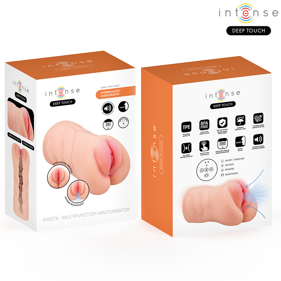 INTENSE DEEP TOUCH - KRISTA MASTURBATEUR VIBRANT GÉMISSANT AVEC TÉLÉCOMMANDE INTENSE DEEP TOUCH