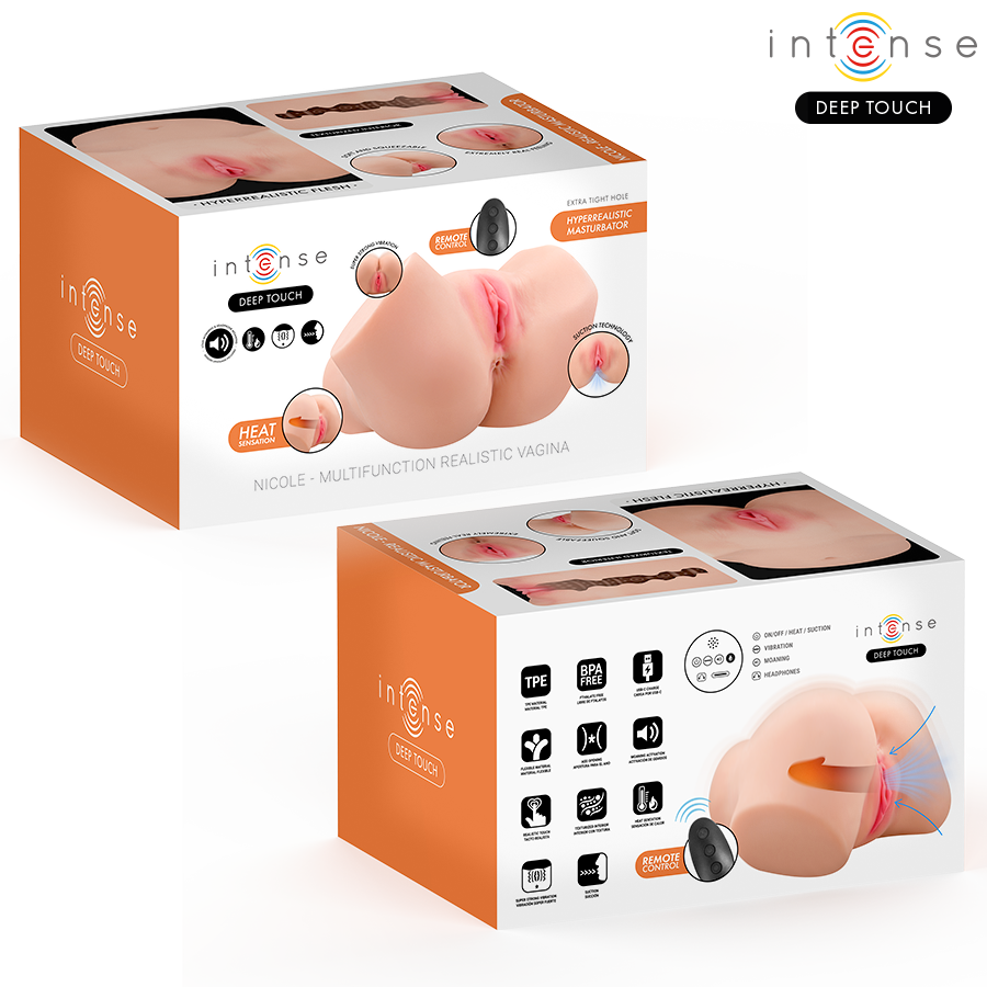INTENSE DEEP TOUCH - NICOLE GÉMISSEMENTS RÉALISTES, MASTURBATEUR À SUCCION VAGINALE AVEC EFFET CHAUD ET TÉLÉCOMMANDE INTENSE DEEP TOUCH