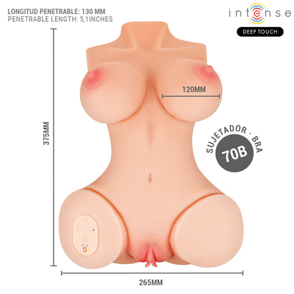 INTENSE DEEP TOUCH - TORSE GÉMISSANT À SUCCION VÉRITABLE AVEC VIBRATION FÉMININE ET TÉLÉCOMMANDE INTENSE DEEP TOUCH