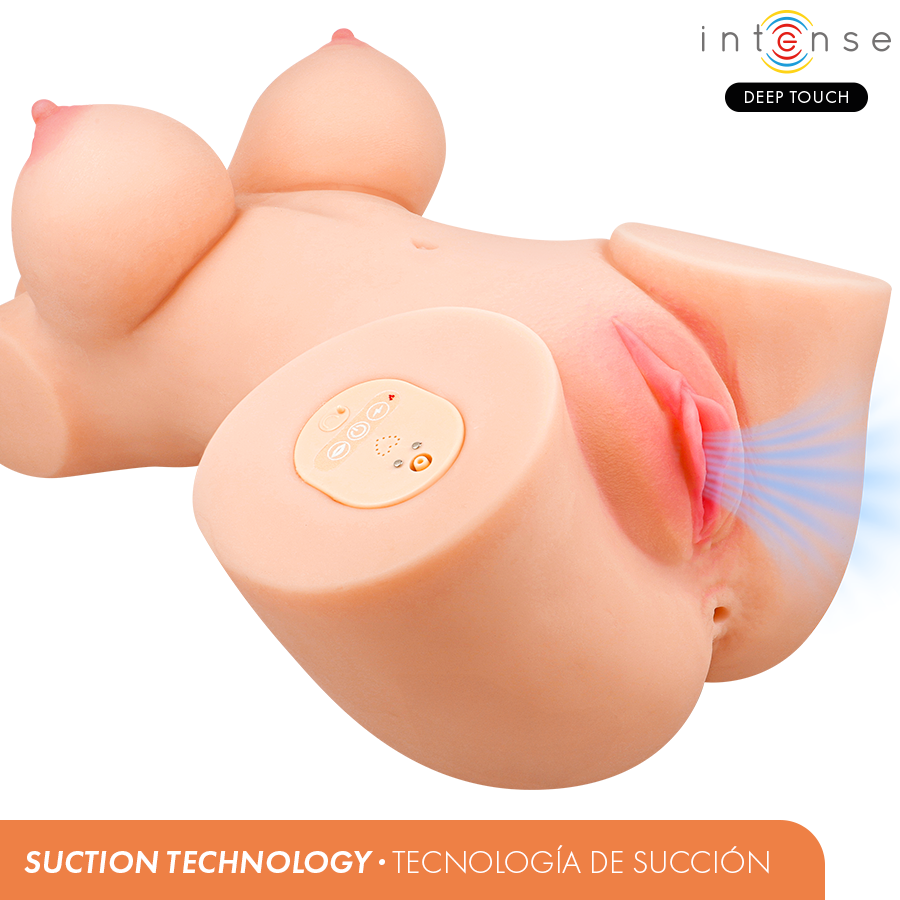 INTENSE DEEP TOUCH - TORSE GÉMISSANT À SUCCION VÉRITABLE AVEC VIBRATION FÉMININE ET TÉLÉCOMMANDE INTENSE DEEP TOUCH