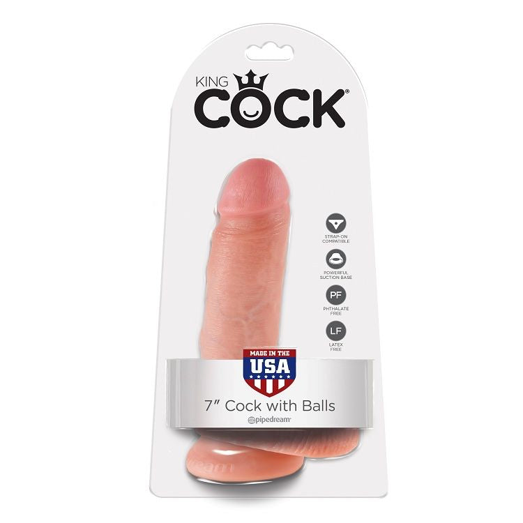 KING COCK - 7 CHAIR DE GODE AVEC BOULES 17.8 CM KING COCK
