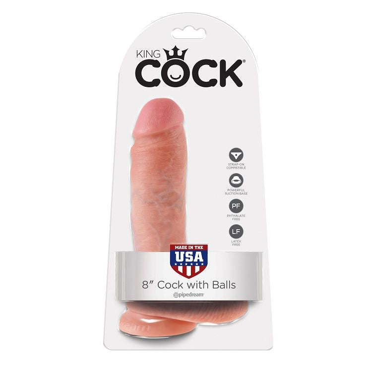 KING COCK - 8 CHAIR DE GODE AVEC BOULES 20.3 CM KING COCK