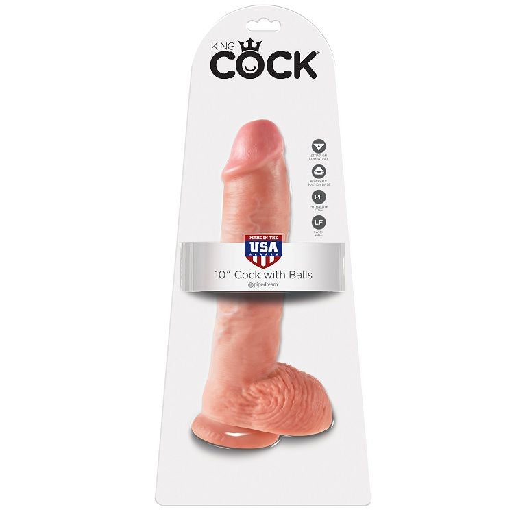 KING COCK - 10 CHAIR DE GODE AVEC BOULES 26.5 CM KING COCK