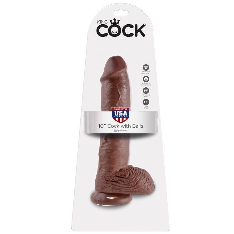 KING COCK - 10 GODE MARRON AVEC BOULES 25.4 CM KING COCK