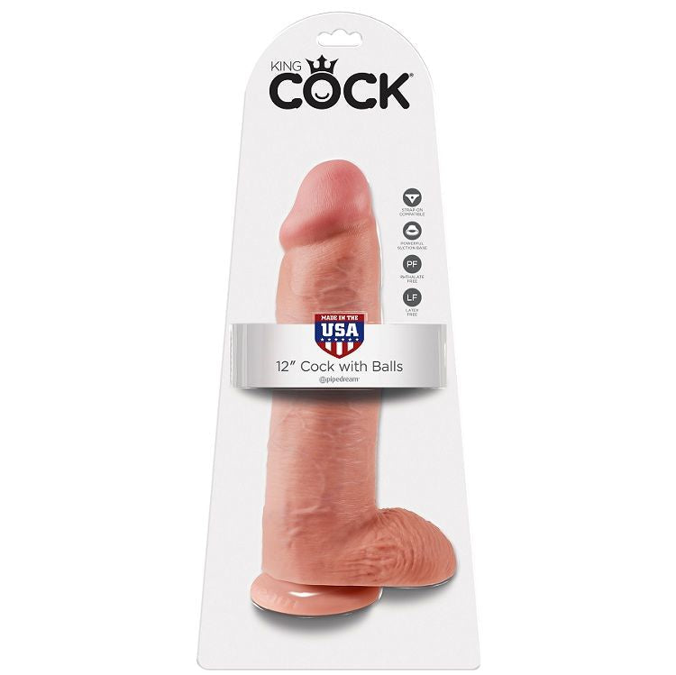 KING COCK - 12 CHAIR DE GODE AVEC BOULES 30.48 CM KING COCK