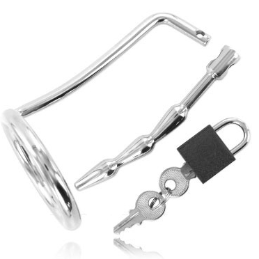 METAL HARD - ANNEAU DE TESTICULE AVEC BOUCHON DE CHASTETÉ URÉTRAL METAL HARD