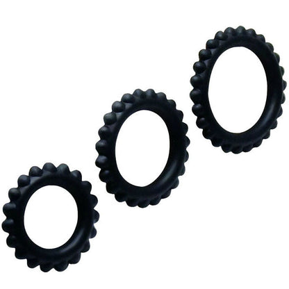 BAILE - TITAN SET 3 PCS COCK RING NOIR 2.8 + 2.4 + 1.9 CM BAILE FOR HIM