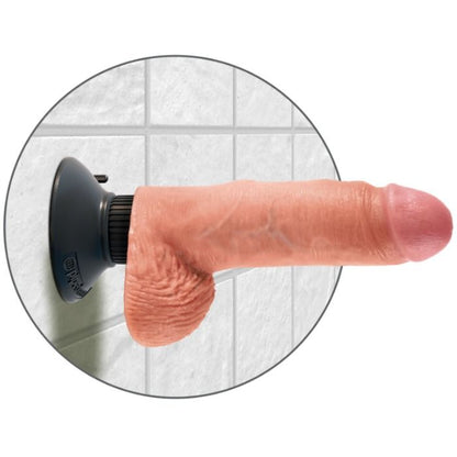 KING COCK - GODE VIBRATEUR AVEC TESTICULES 17.78 CM NATUREL KING COCK