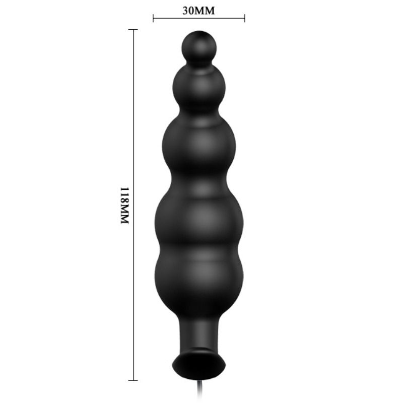PRETTY LOVE - PLUG ANAL SILICONE EXTRA STIMULATION ET 12 MODES DE VIBRATION NOIR PRETTY LOVE BOTTOM