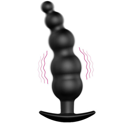 PRETTY LOVE - PLUG ANAL SILICONE EXTRA STIMULATION ET 12 MODES DE VIBRATION NOIR PRETTY LOVE BOTTOM
