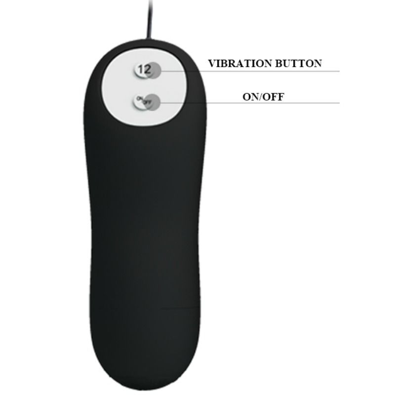 PRETTY LOVE - PLUG ANAL FORME DANCRE SILICONE 12 MODES DE VIBRATION NOIR PRETTY LOVE PARTY UP