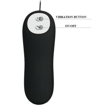 PRETTY LOVE - PLUG ANAL FORME DANCRE SILICONE 12 MODES DE VIBRATION NOIR PRETTY LOVE PARTY UP