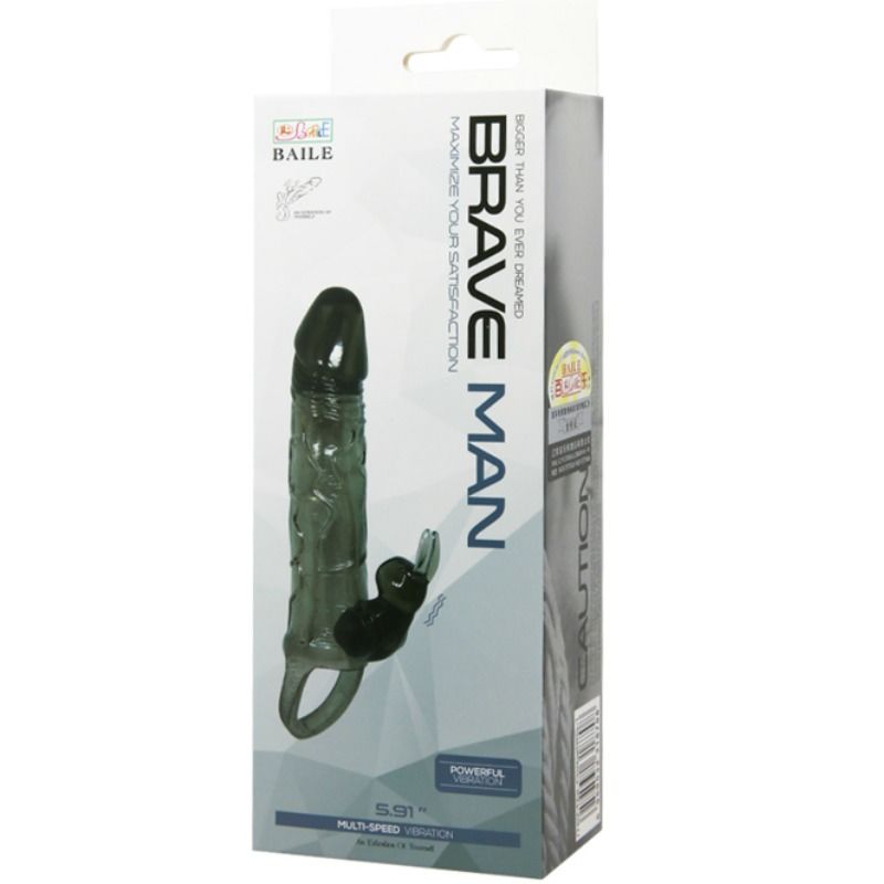 BAILE - COUVRE-PÉNIS BRAVE MAN AVEC LAPIN NOIR 16.5 CM BAILE FOR HIM