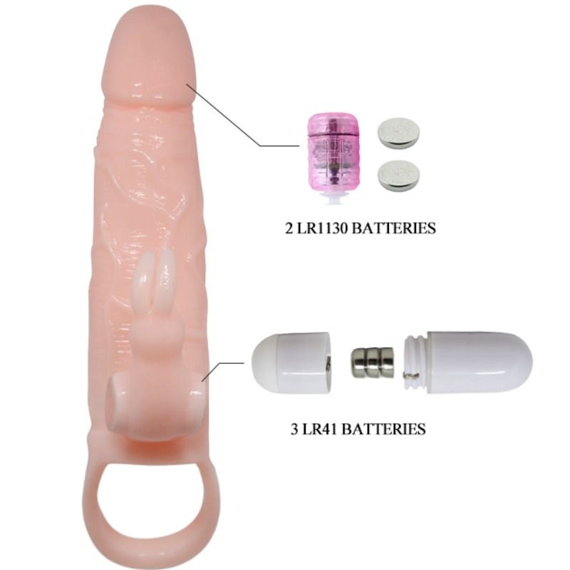 BAILE - COUVERCLE DE PÉNIS BRAVE MAN AVEC CHAIR DE LAPIN ET DOUBLE MOTEUR 16.5 CM BAILE FOR HIM