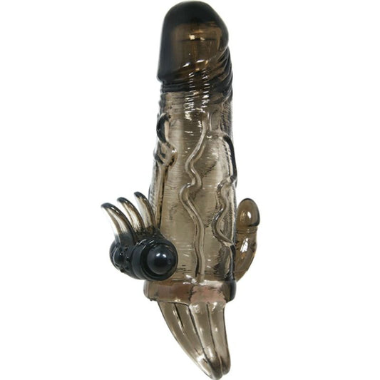 BAILE - COUVRE-PÉNIS BRAVE MAN AVEC STIMULATION CLITO ET ANAL DOUBLE BULLET NOIR 16.5 CM BAILE FOR HIM