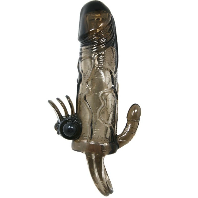 BAILE - COUVRE-PÉNIS BRAVE MAN AVEC STIMULATION CLITO ET ANAL DOUBLE BULLET NOIR 16.5 CM BAILE FOR HIM