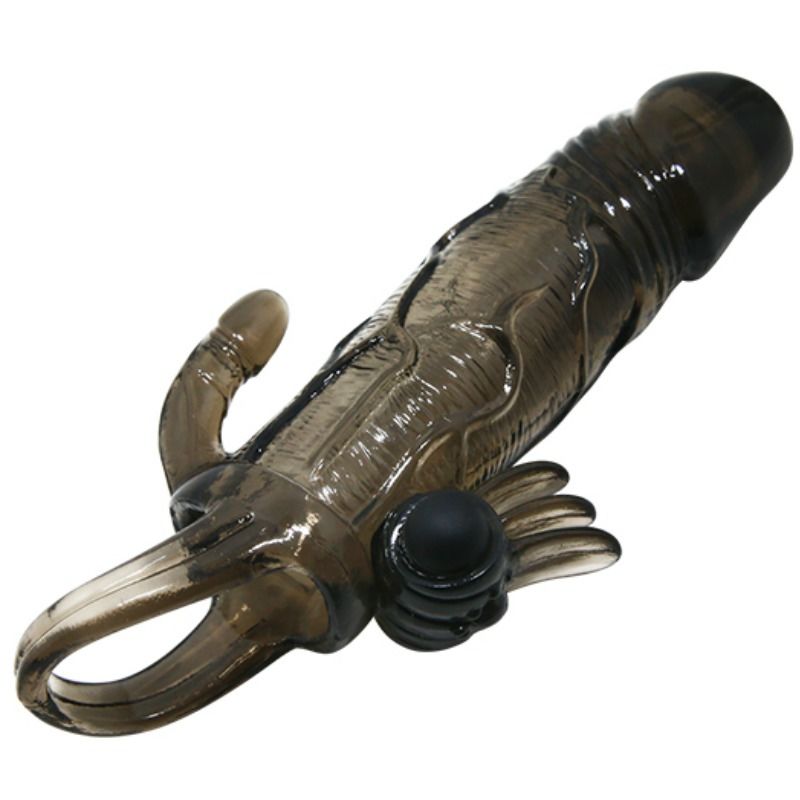 BAILE - COUVRE-PÉNIS BRAVE MAN AVEC STIMULATION CLITO ET ANAL DOUBLE BULLET NOIR 16.5 CM BAILE FOR HIM