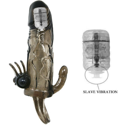 BAILE - COUVRE-PÉNIS BRAVE MAN AVEC STIMULATION CLITO ET ANAL DOUBLE BULLET NOIR 16.5 CM BAILE FOR HIM