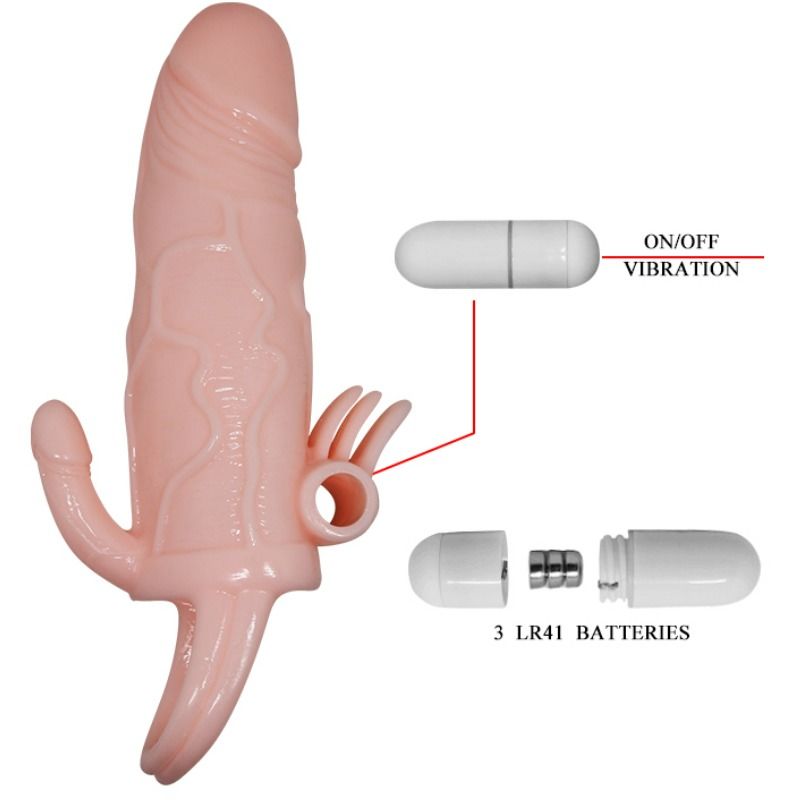 BAILE - COUVRE-PÉNIS BRAVE MAN AVEC CHAIR DE STIMULATION CLIT ET ANAL 16.5 CM BAILE FOR HIM