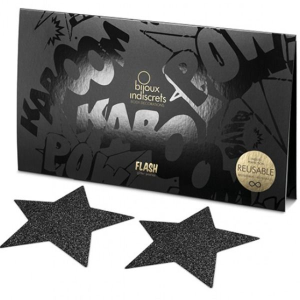 BIJOUX - INDISCRETS CAPUCHONS DE TAMELON NOIR STAR FLASH BIJOUX FLASH COLLECTION