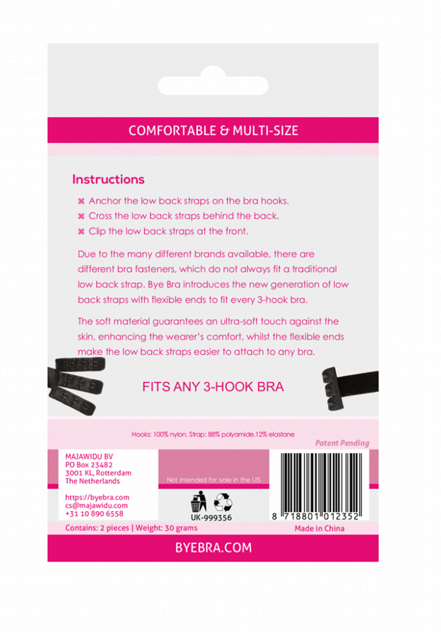 BYE-BRA - ADAPTATEUR DE SOUTIEN-GORGE À DOS OUVERT NOIR & BLANC BYE BRA - ACCESSORIES
