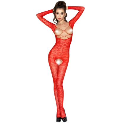 PASSION - FEMME BS031 BODYSTOCKING ROUGE TAILLE UNIQUE PASSION WOMAN BODYSTOCKINGS