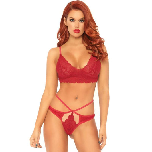LEG AVENUE - ENSEMBLE 2 PIÈCES BRALETTE ET STRING DENTELLE M/L LEG AVENUE SETS