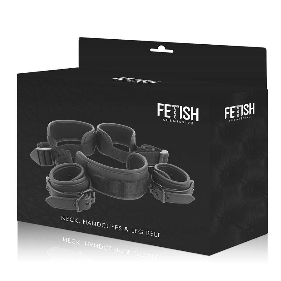 FETISH SUBMISSIVE - POSITION JAMBES OUVERTES AVEC MENOTTES DOUBLÉES EN NOPRÈNE FETISH SUBMISSIVE BONDAGE