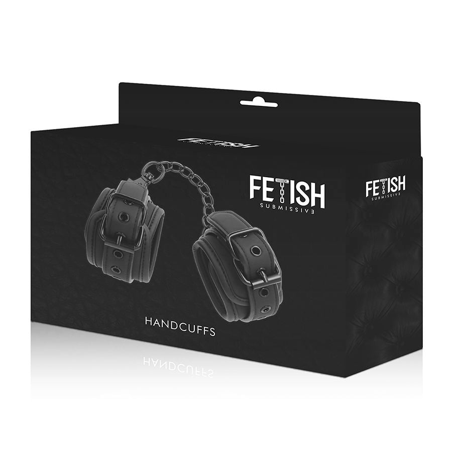 FETISH SUBMISSIVE - MENOTTES EN CUIR VÉGÉTALIEN AVEC DOUBLURE EN NOPRÈNE FETISH SUBMISSIVE BONDAGE